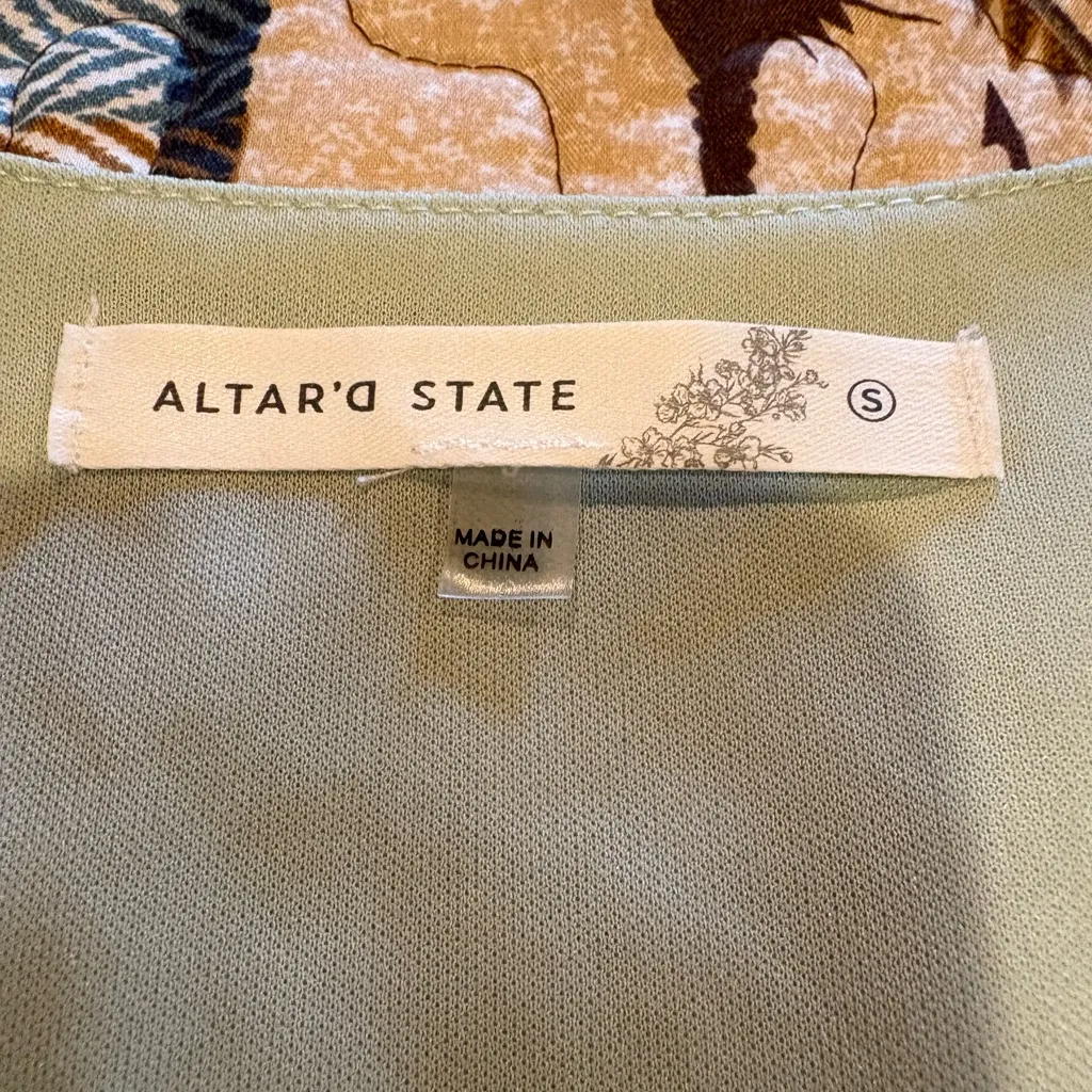 Altar'd State Lisa Floral Mini Dress sage women’s S NWT - Image 8