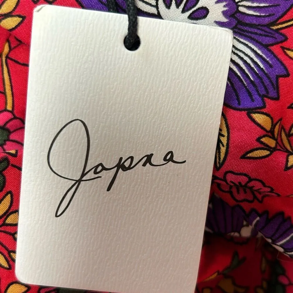 Japna Women's Size Small Wrap Skirt Sleeve Red Floral Maxi - Image 16