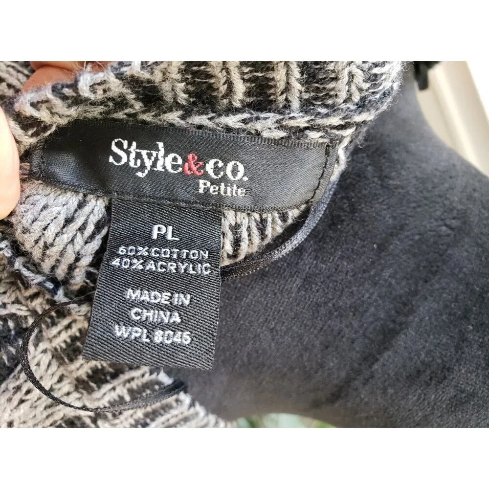 Style & Co. Women's Black Striped Cotton Round Neck Sleeveless Sweater Dress PL - Image 9