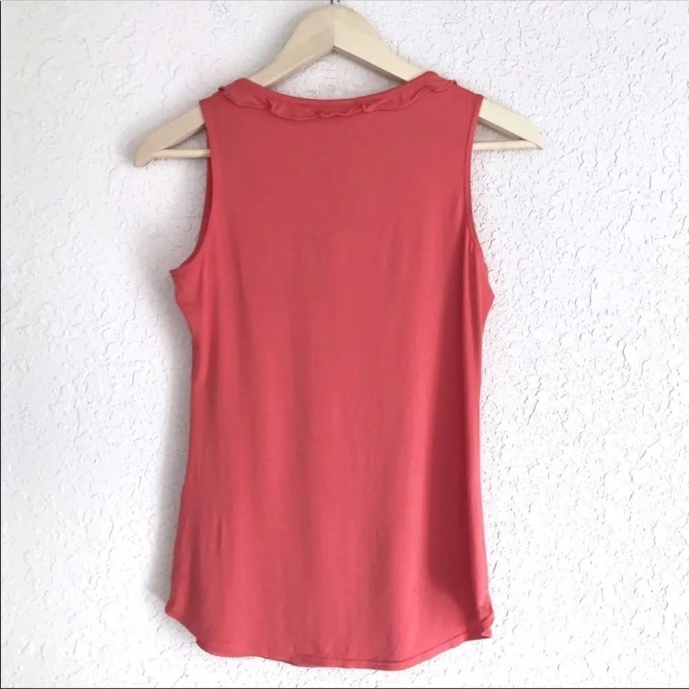 SOPHIE MAX Coral Pink Tank‎ Top Ruffle Sleeveless Stretch Keyhole Summer XS New - Image 8