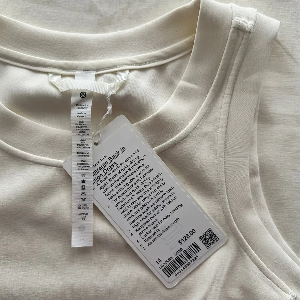 Lululemon Softstreme Back In Action Dress Lemon Sorbet Creme Size 14 NEW $128 - Image 4