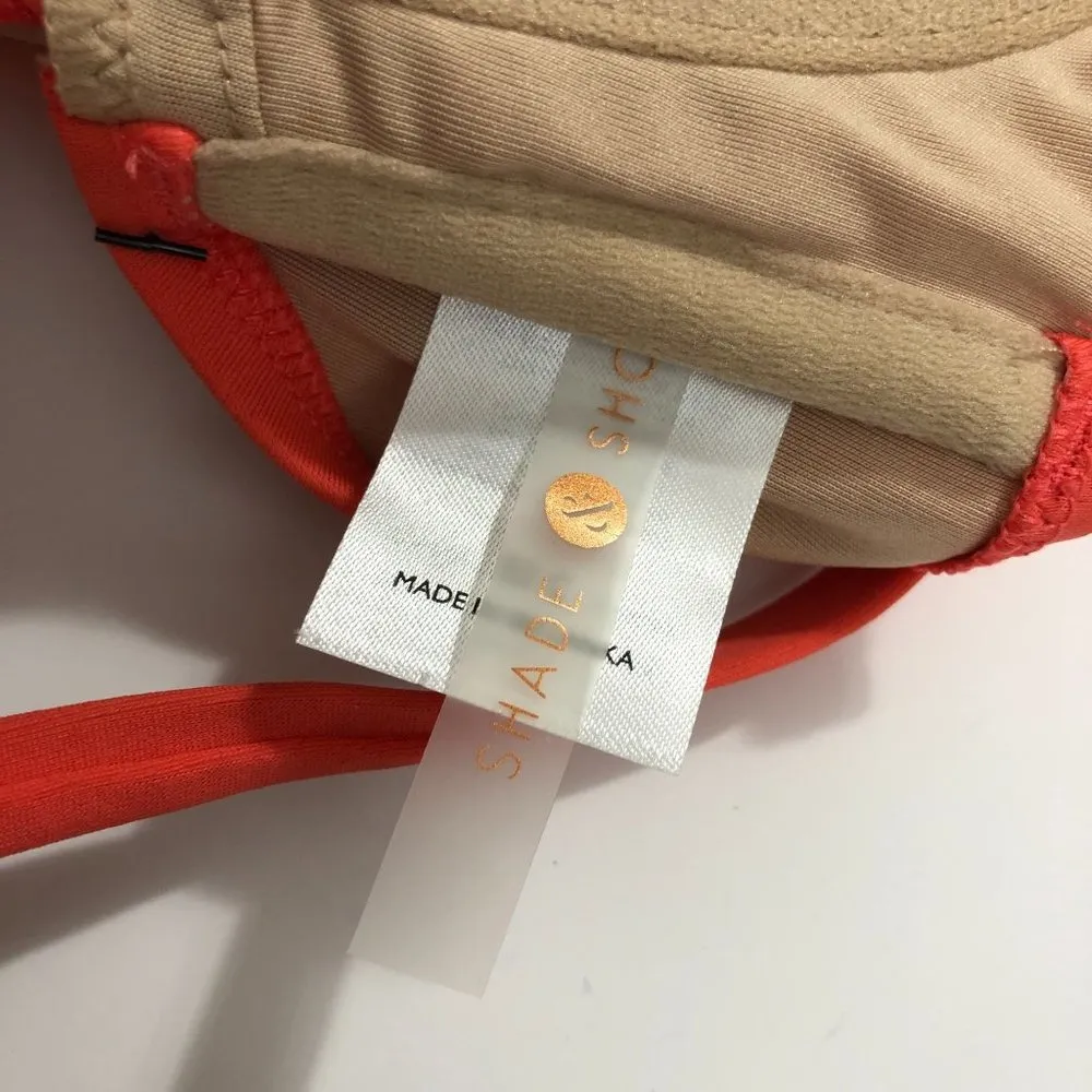 Shade & Shore Ruffle Tie Straps Underwire Molded Cups Coral Orange 32C - Image 3