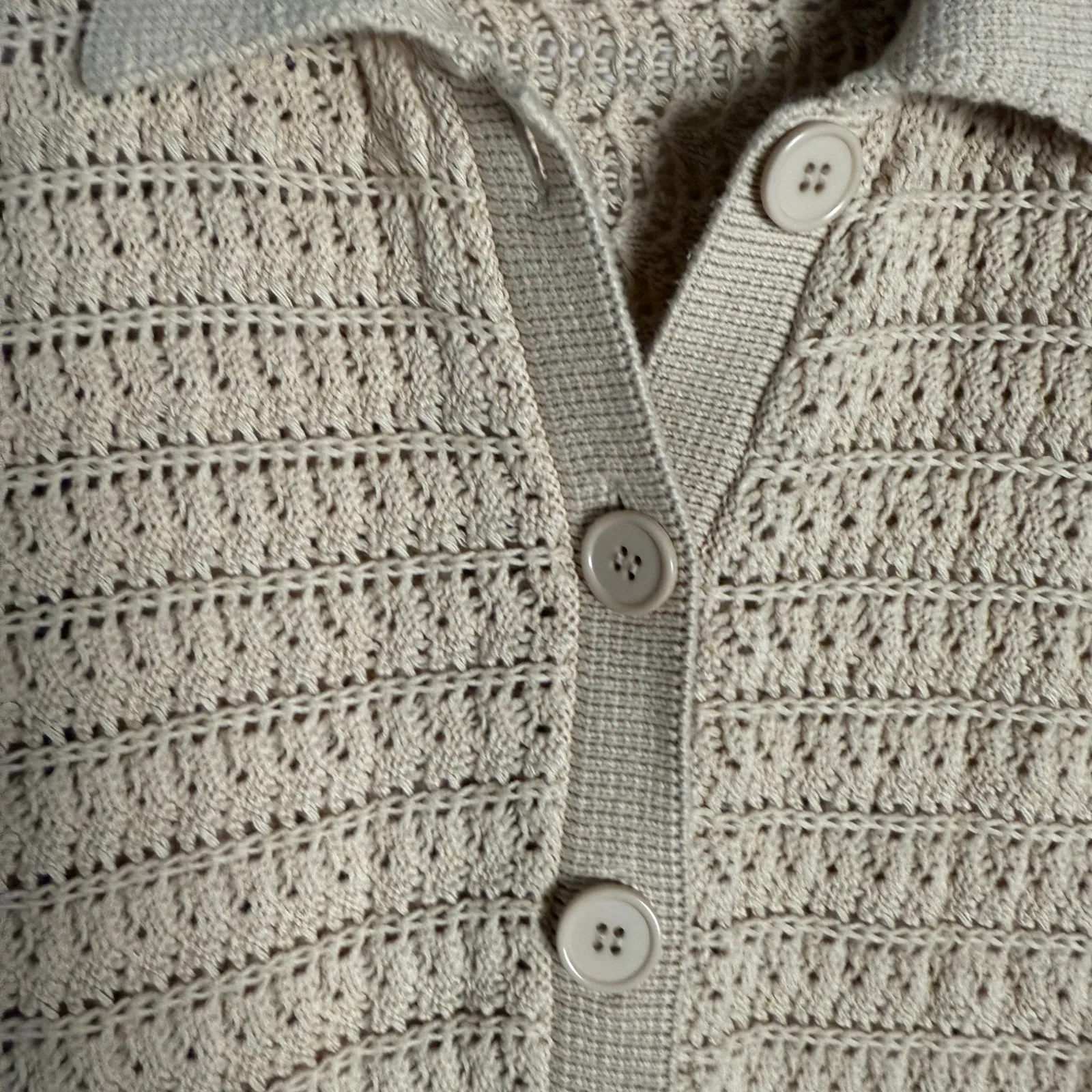 Tularosa Fabiana Beige Button Cardigan Sweater Shorts Crochet Knit Set S - Image 12