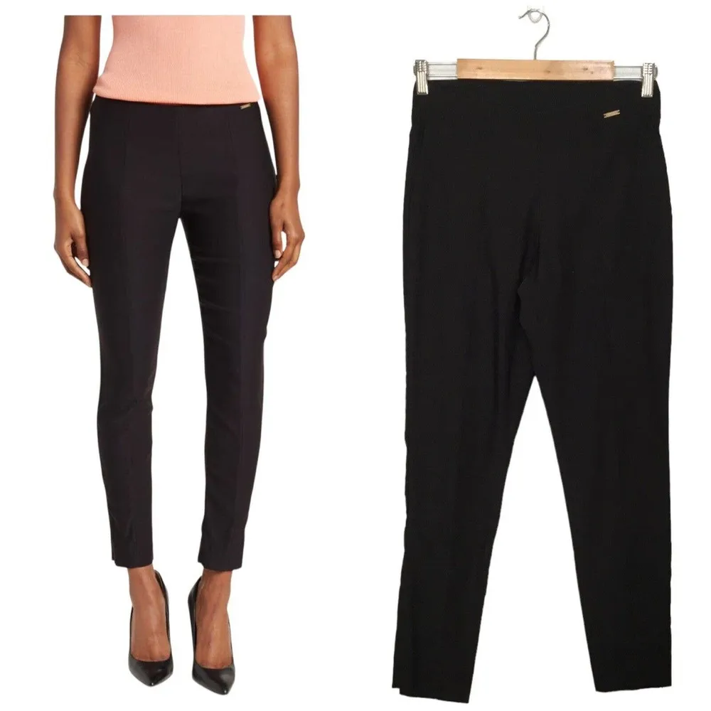 New T Tahari Pull On Pants Slacks Stretchy Ankle Invisible Zipper Black S - Image 3
