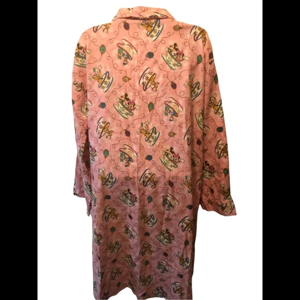 Disneyland Resort Brushed Flannel Nightshirt Pluto Mickey Donald Tea Cups - Image 2