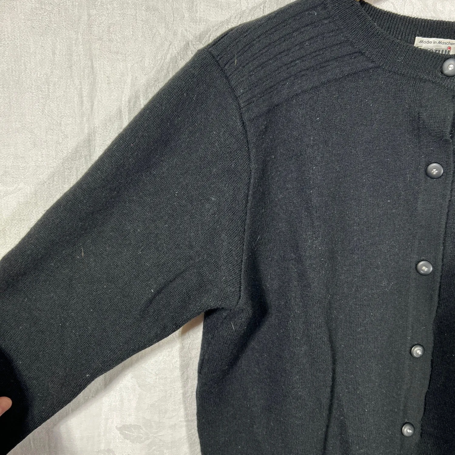 Gerwi Cardigan Sweater Large Black Merino Wool Blend READ Made in Germany - Image 6