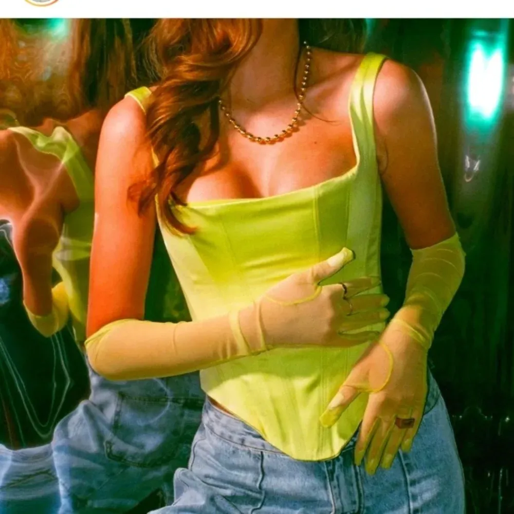 House of CB Rafa Corset‎ top lime green satin neon size XS NWOT - Image 2