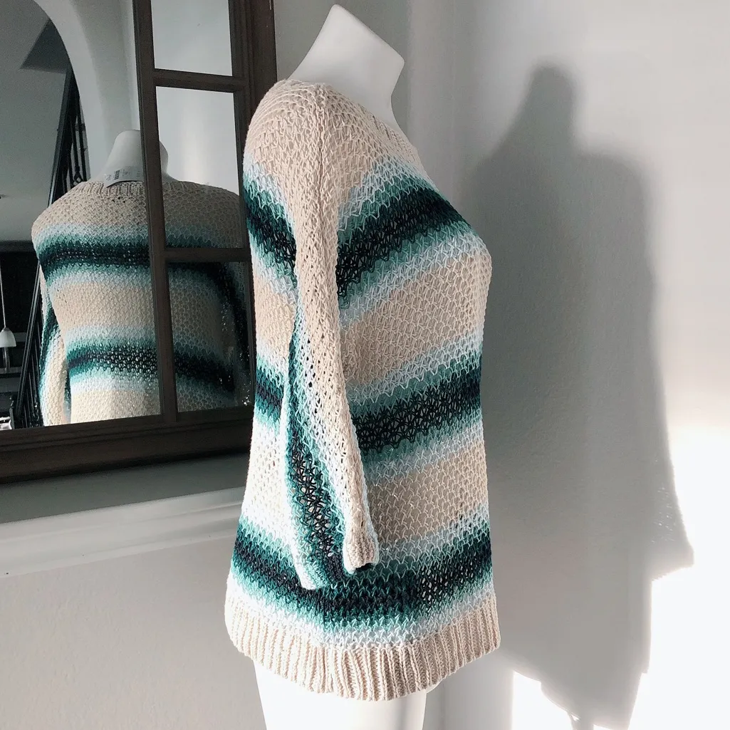 J.Jill Linen Crochet Sweater in Multicolor, Size M, NEW Blue Size M - Image 5