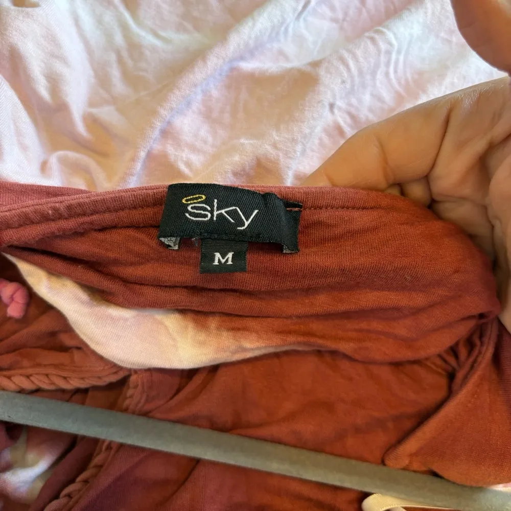 Vintage SKY Tie Dye Maxi Dress Crochet Halter Boho Festival Gypsy Romantic M Pink Size M - Image 7