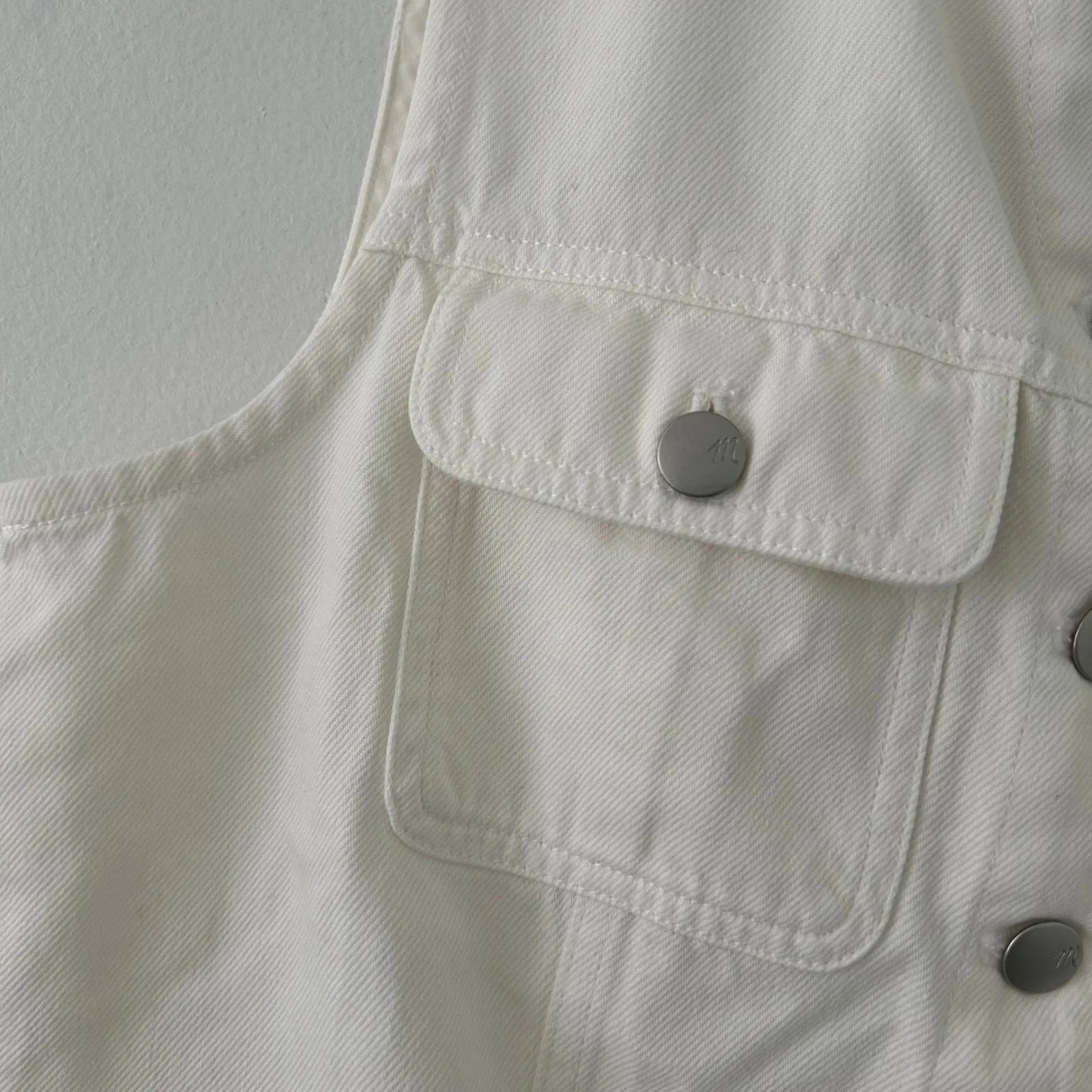 Madewell Women's Cropped Airy Denim Button Up Vest Off White M Medium New - Image 4