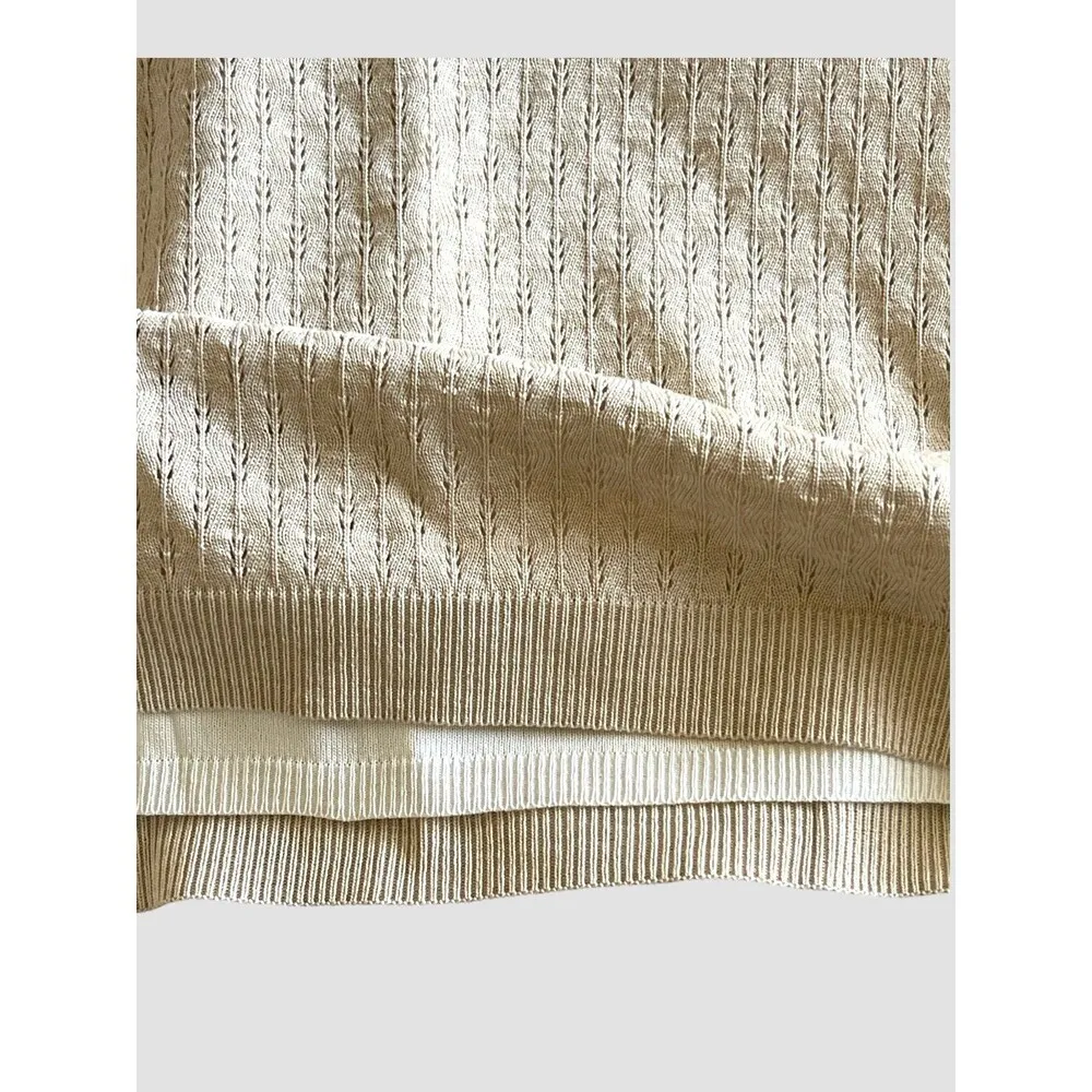 Alfred Dunner Knit Pullover Sweater Women’s XL Beige/White Short Sleeve Top NWT - Image 5