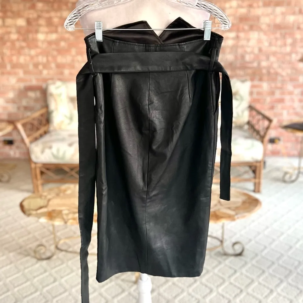 Bardot Black Faux Leather Tie Waist Pencil Skirt NWT 6 - Image 13