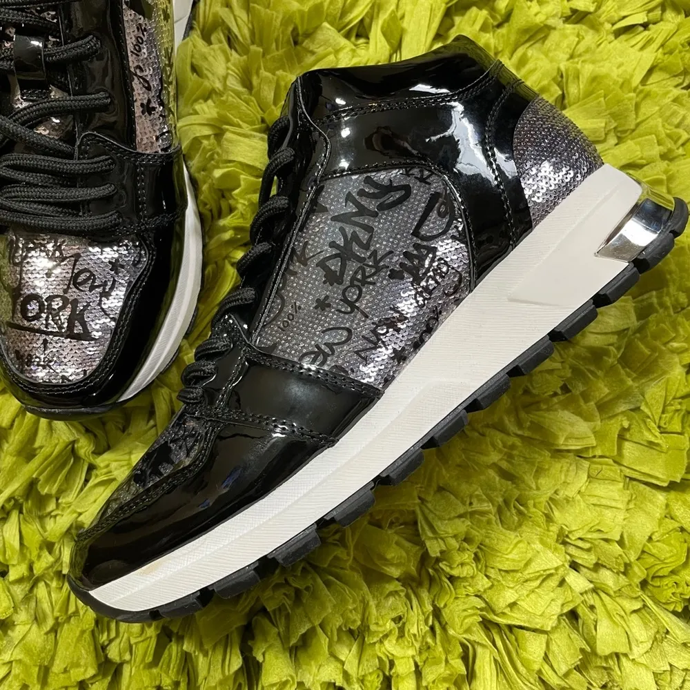 DKNY  Graffiti High Top Patent Leather Sneakers - Image 10