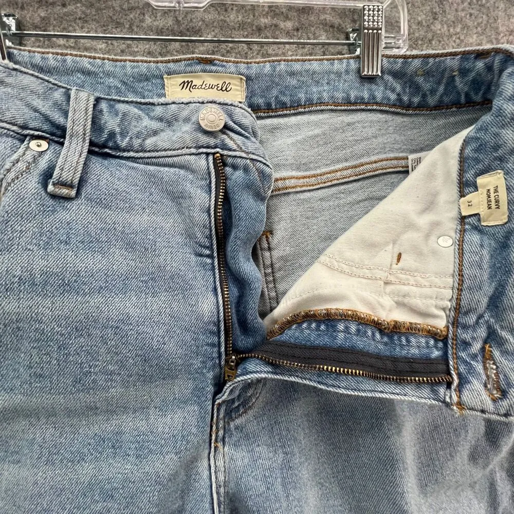 Madewell Curvy Mom Jeans Womens 32 Light Wash Blue Distressed High Rise Stretch - Image 2
