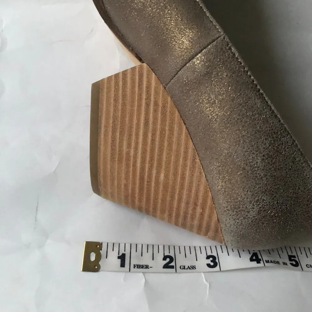 Eileen Fisher Hawk Metallic Suede Pump Block Heel size 8 - Image 7