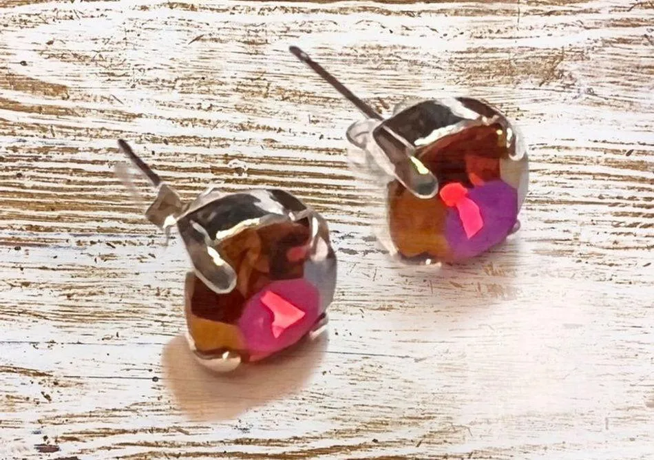 Handcrafted Earrings a Sparkly Red and AB coated Swarovski Crystal - Image 3