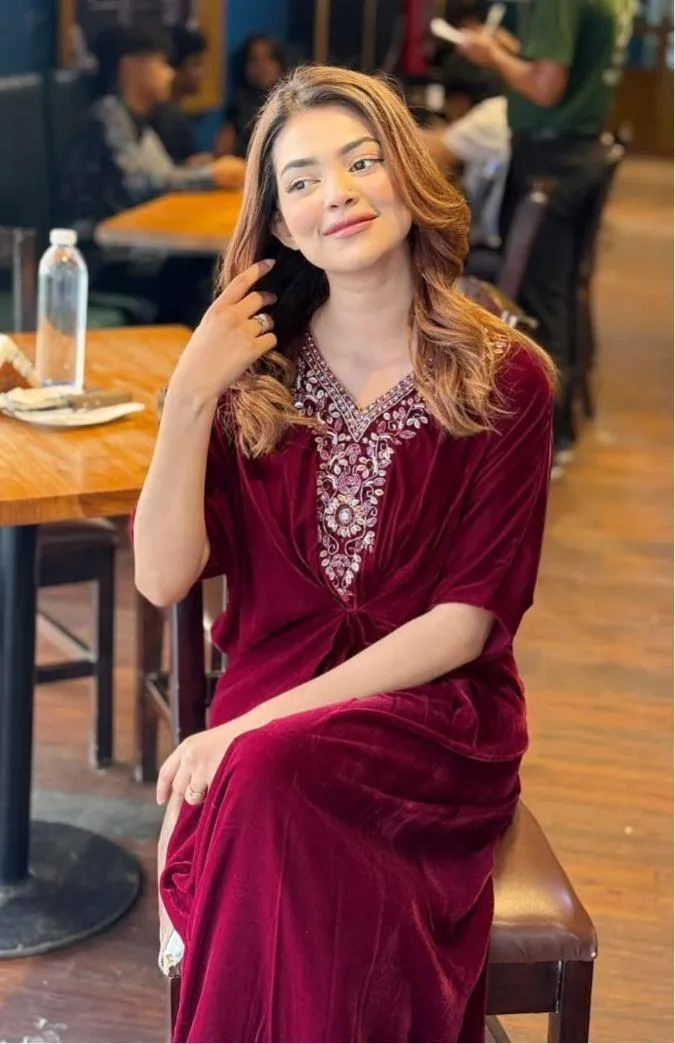 BOLLYWOOD SUIT PAKISTANI INDIAN WEDDING VELVET KAFTAN PARTY WEAR EID Red Size XL - Image 7