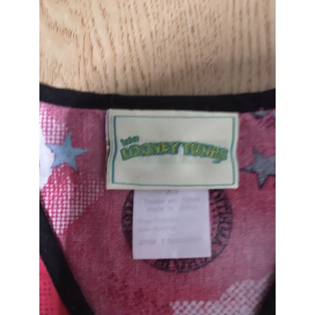 Womens Looney Tunes V-Neck Short Sleeve Scrub Top Baby Tweety Bird 2 Pockets Xs - Image 4