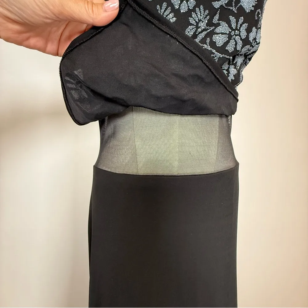 TADASHI Designer Gown Halter Neck Beaded Appliqué Sheer Waist Women’s Medium - Image 10