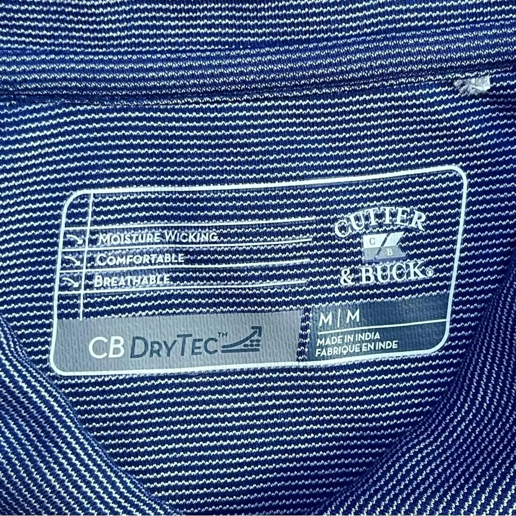 Cutter & Buck Womens Polo Shirt Medium Blue Striped Moisture Wicking DryTec Golf - Image 3