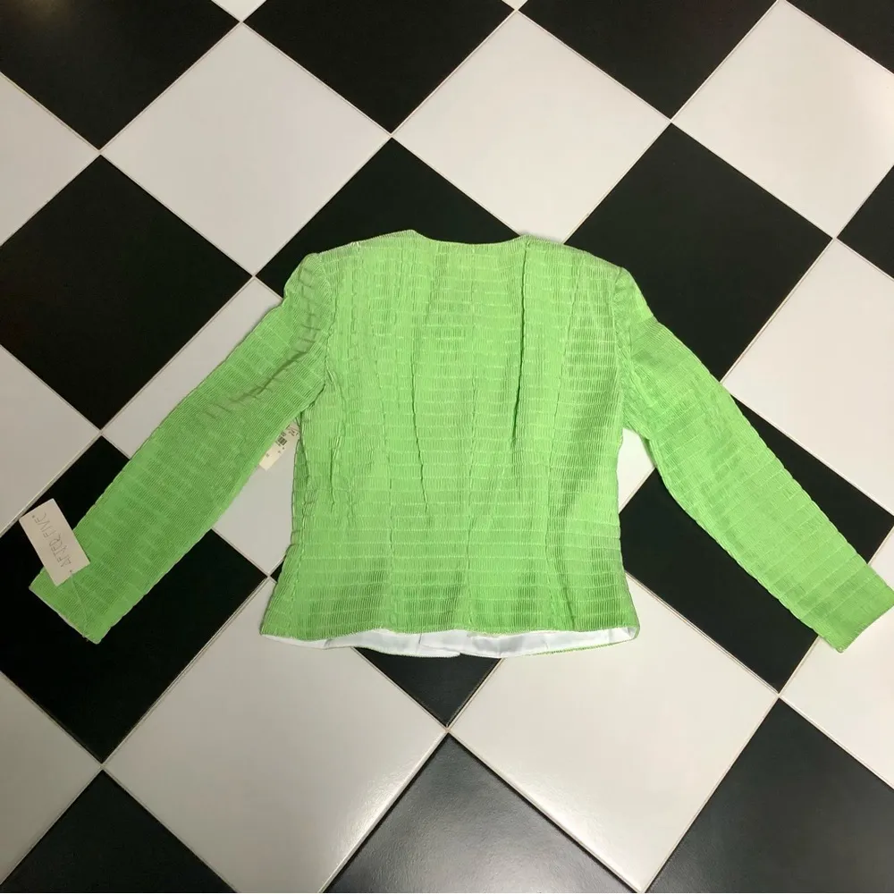 NWT Vintage After Five Lime Green Blazer Jacket Crystal Bejeweled Pistachio sz M - Image 9