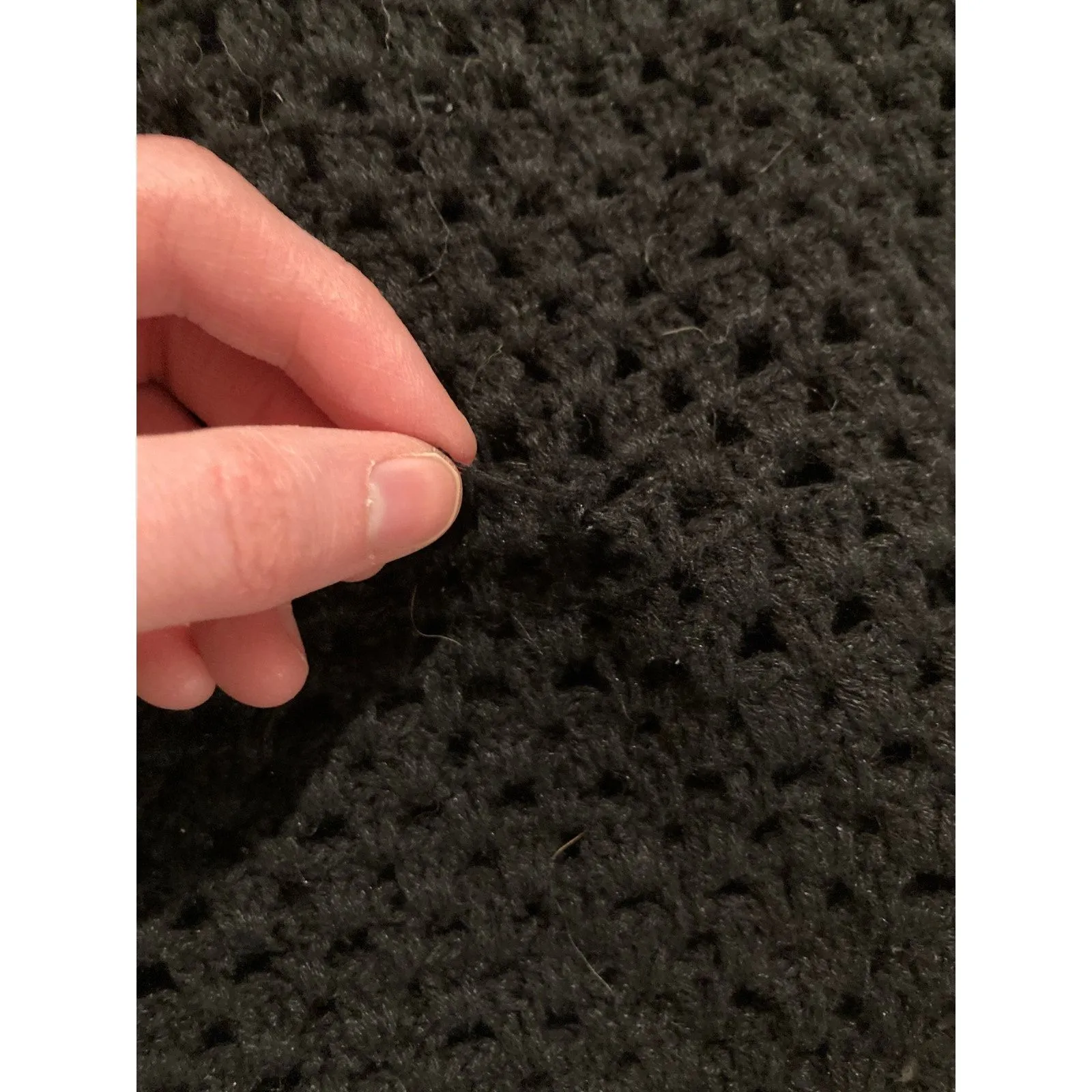 VTG 90s Black Crochet Linen Blend Cardigan Womens L Open Knit Whimsigoth Boho Size L - Image 10