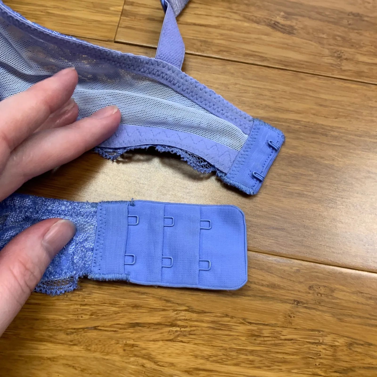 Le Mystere Lace Full Coverage Underwire Bra Size 34DD Periwinkle Blue Padded - Image 5