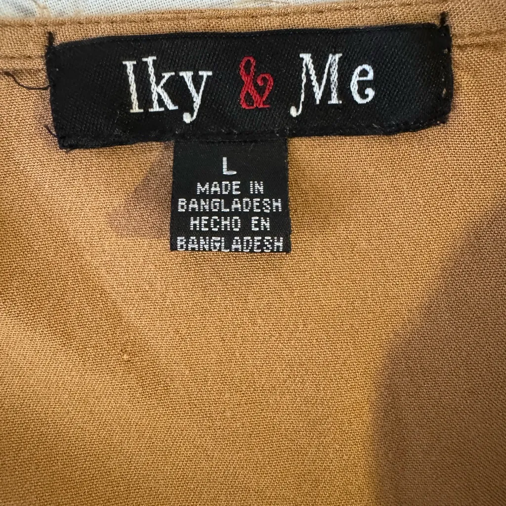 Chic Tan Ruffle Sleeve Blouse Brown Size L - Image 3