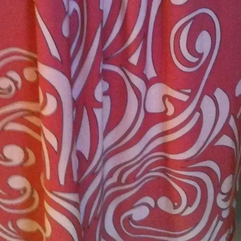 BCBGMAXAZRIA Terra-Cotta Coral Border Print Dress Scoop Tie Back Size XXS - Image 7