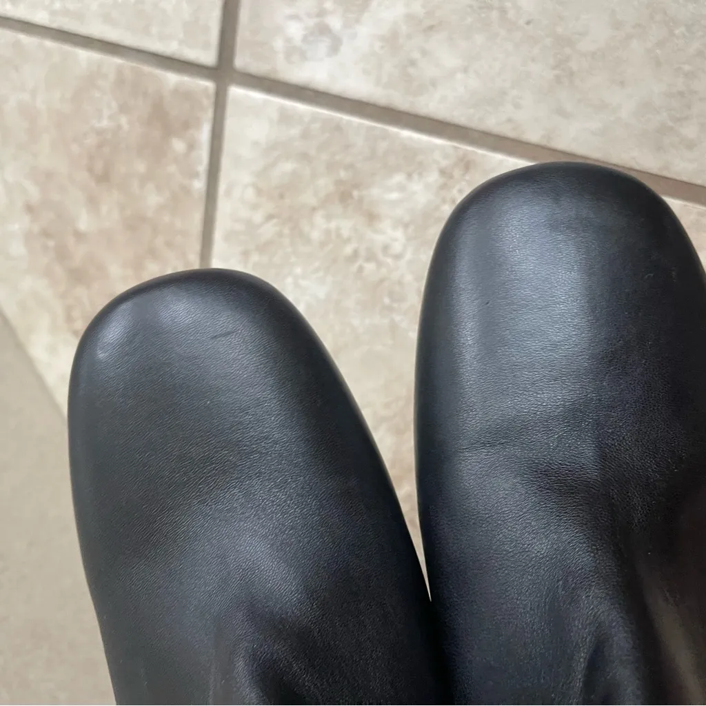 DEAR FRANCES Black‎ Leather Round Toe Kitten Heel Mules 42 USA 12 WORE ONCE Black - Image 4