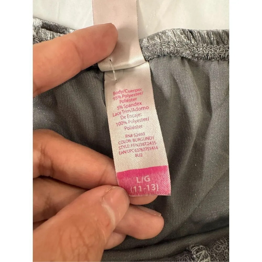 No Boundaries Silver Crushed Velvet Lace Trim Cami Tank Top Size LARGE - Image 5