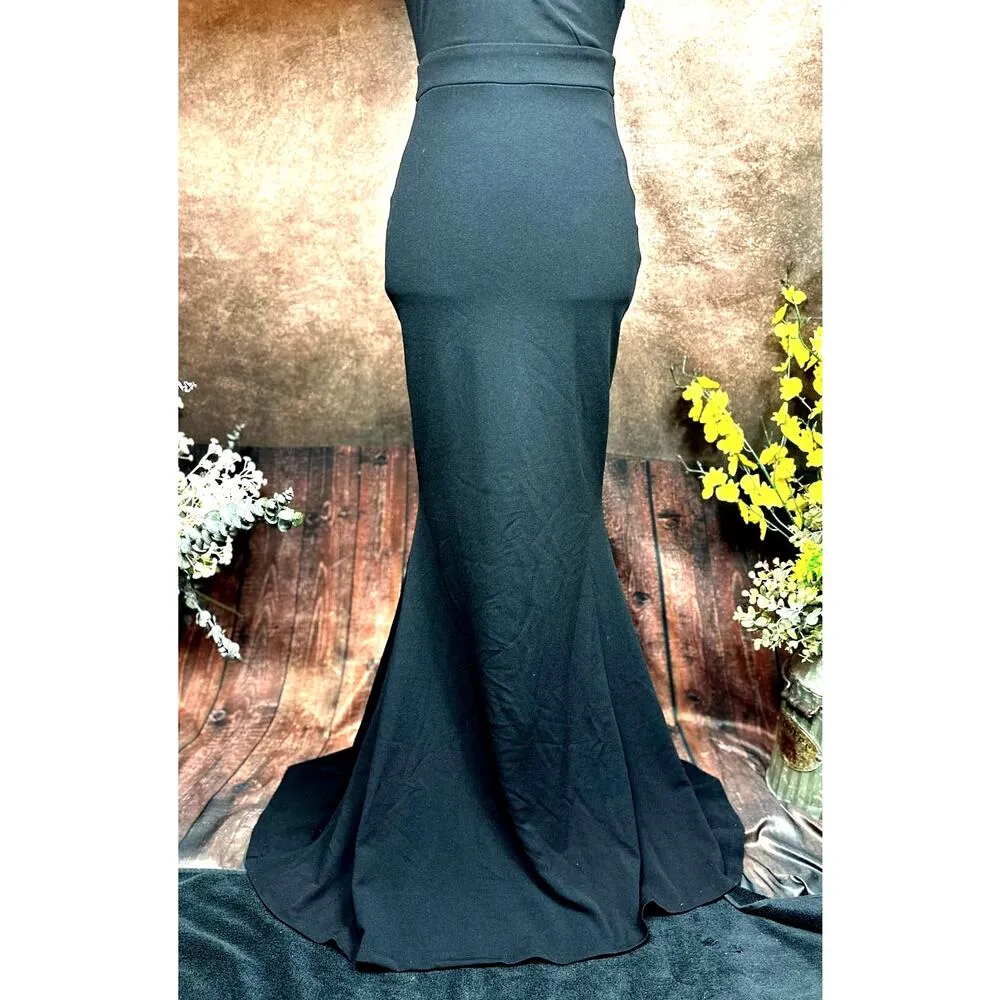 LuLus Lucette Black Sleeveless Ruffled Mermaid Gown XS - Image 11