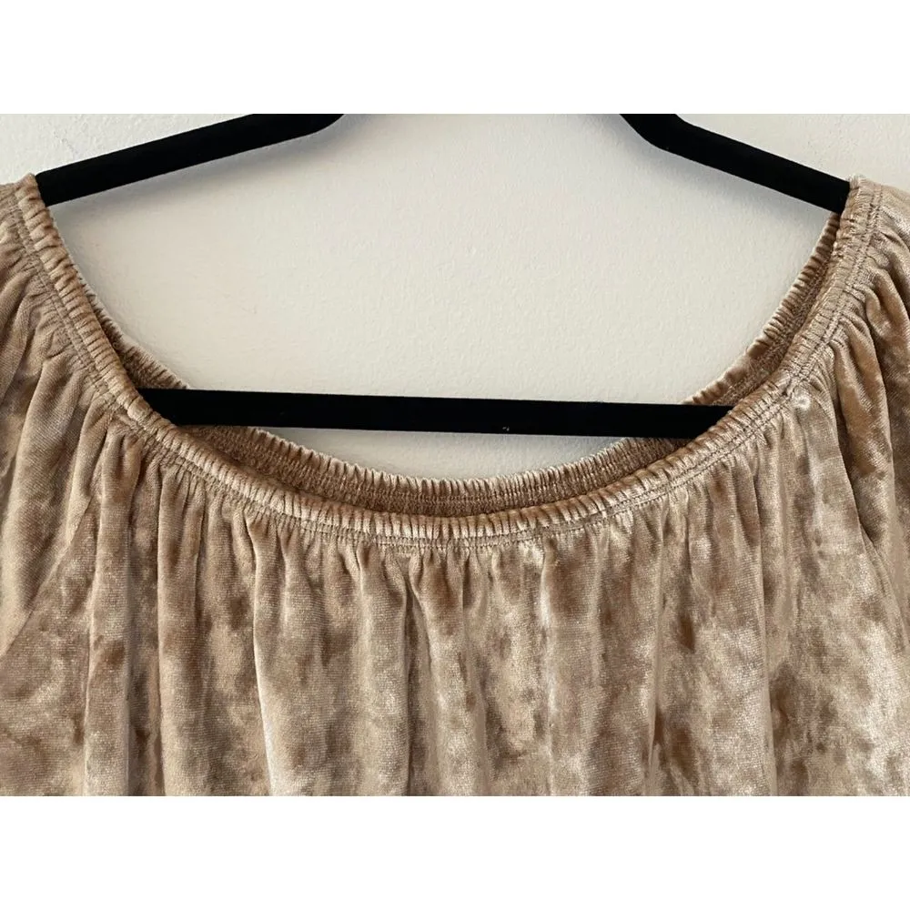 Hollister Velour Champagne Off-The-Shoulder 3/4 Sleeve Top Juniors Size Medium - Image 3