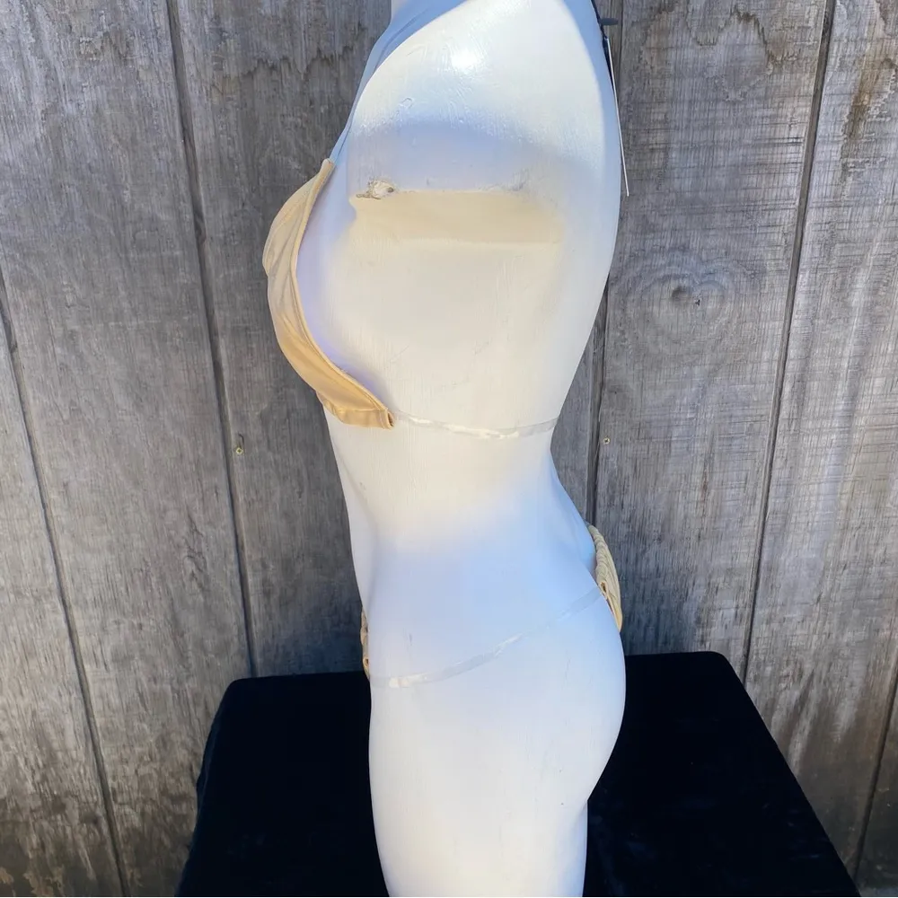 SherryLo Nude Clear Strap Thong Swim 2 Piece Bikini Set Size L Gold Size L - Image 7