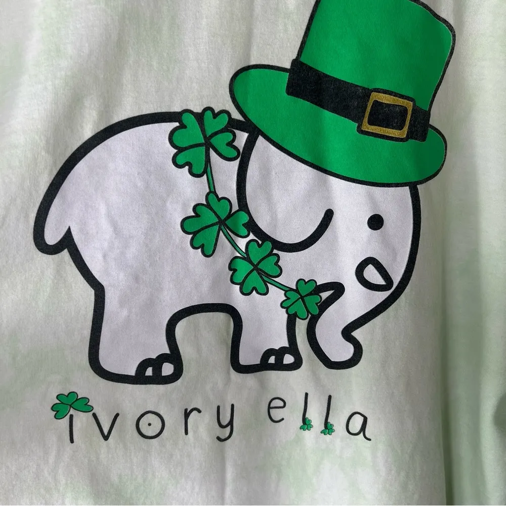 Ivory Ella | Irish Leprechaun Elephant Green Tie Dye Long Sleeve Shirt Size L - Image 5