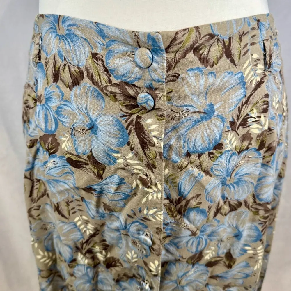 Vintage Sag Harbor beautiful mocha and blue tropical print maxi skirt medium - Image 2