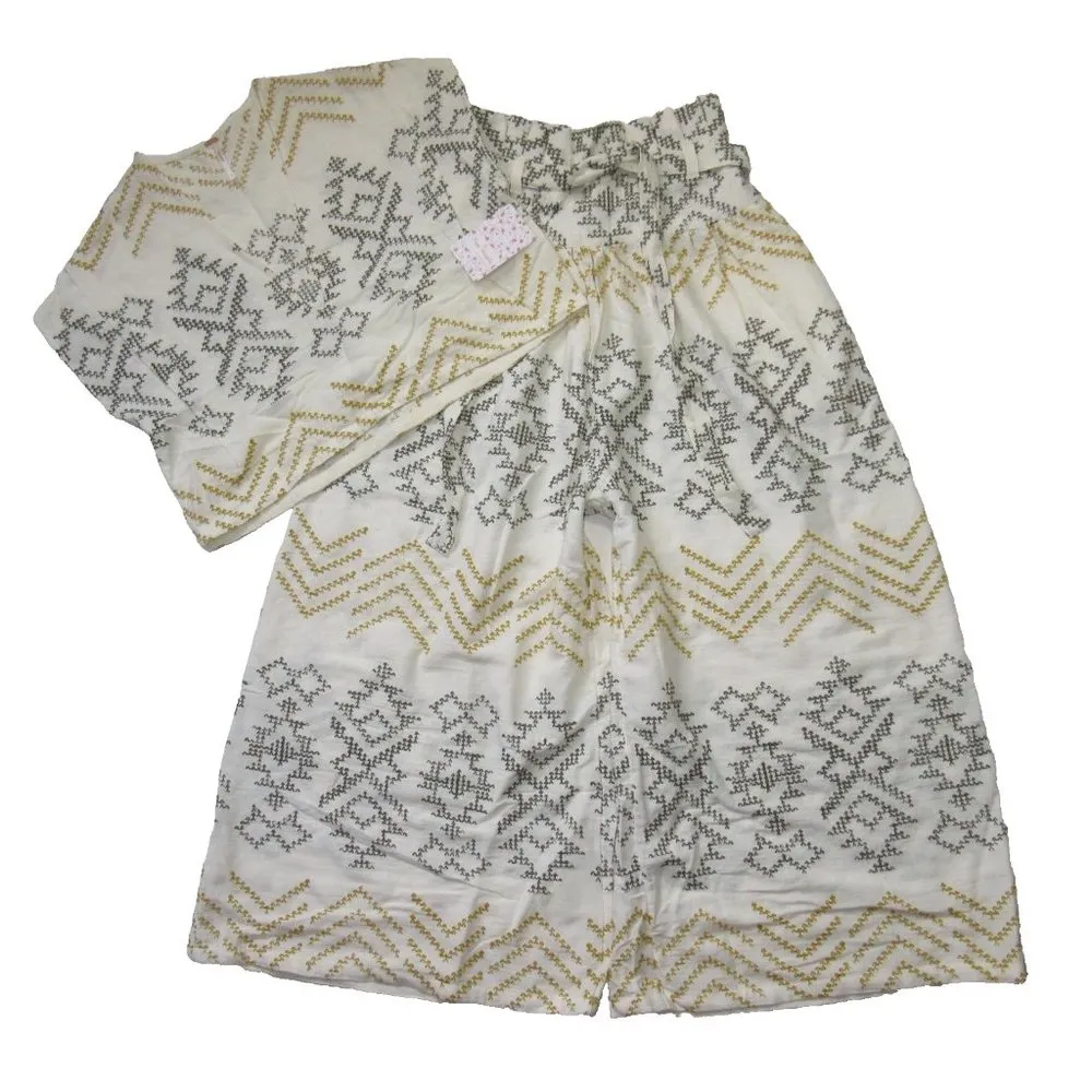 NWT Free People Toluca in Ivory Embroidered Set Top Pants 0 $168 - Image 3