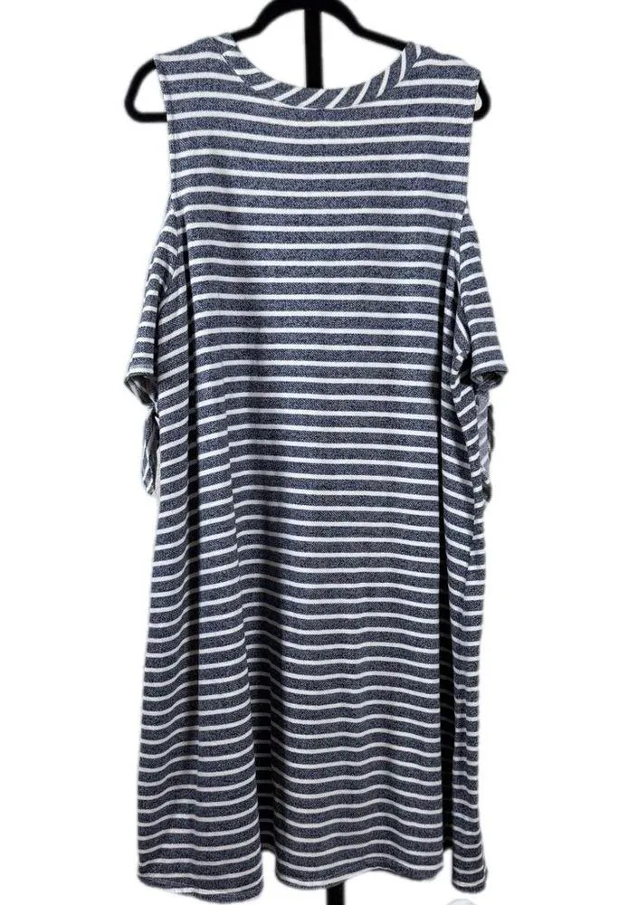 Lane Bryant Cold Shoulder Striped Tunic Dress Plus Size 26/28 Soft Casual Preppy - Image 5