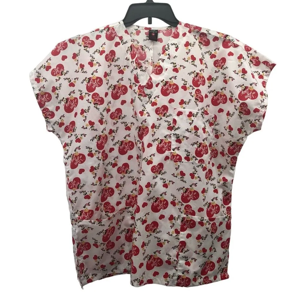 I Love Lucy Scrub Top M Used Healthcare Clinical Size M - Image 3