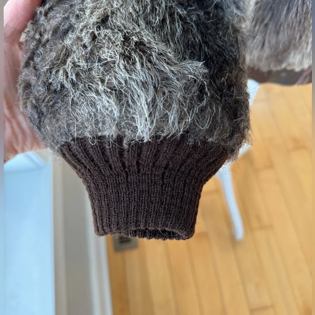 Vintage Raccoon Fur Cropped Hooded Fur Jacket Coat Medium Large Vtg 12 Gray - Image 15