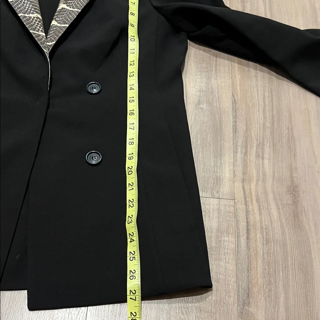 AKRIS Fernando Snakeskin Leather Wool Blend Long Sleeve Black Blazer And Vest - Image 15