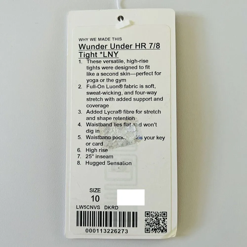 LULULEMON ATHLETICA Dark Red Wunder Under HR 7/8 Tight *LNY Leggings - US 10 - Image 8