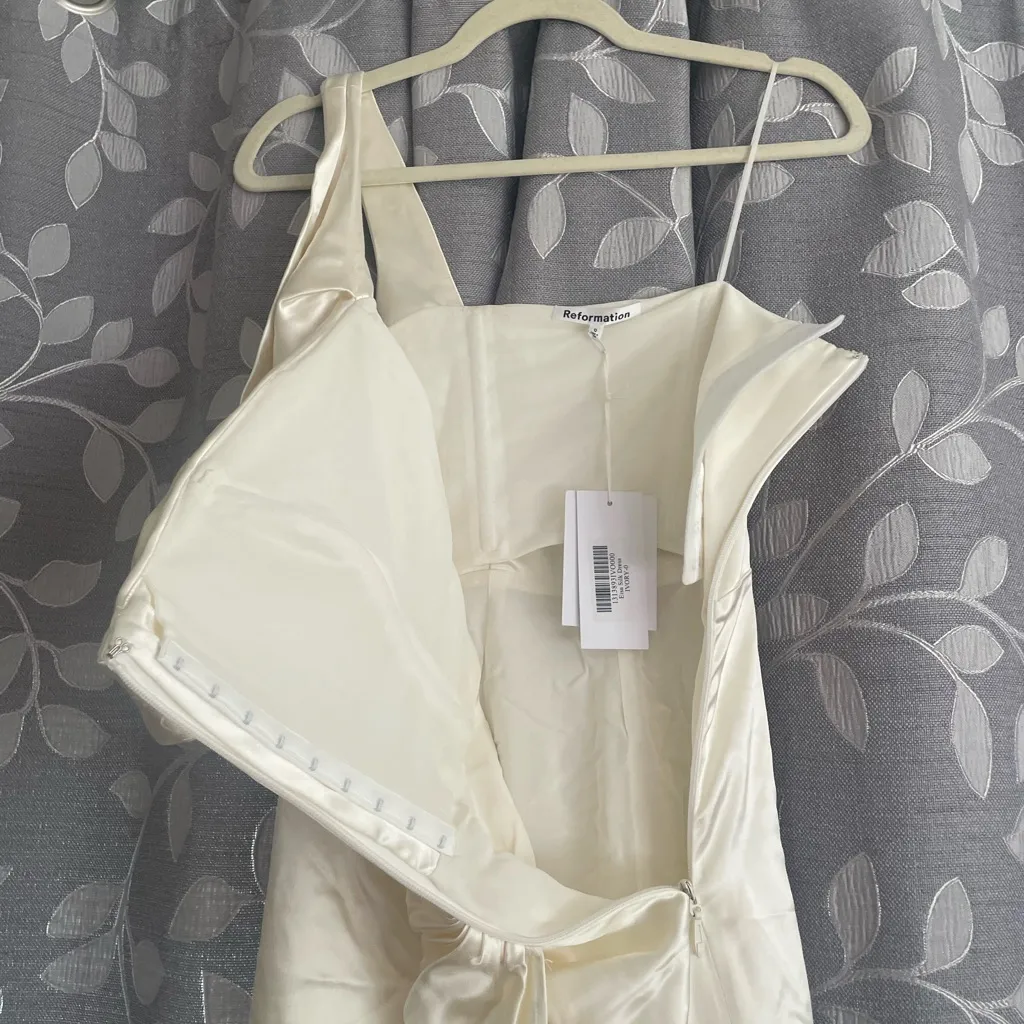 Reformation Eisa Silk Dress Bridal Ivory - Image 7