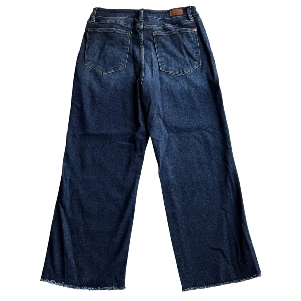 Judy Blue Denim Jeans SUNDAY CHILL HIGH RISE CROPPED WIDE LEG Blue Size 11/30 - Image 7