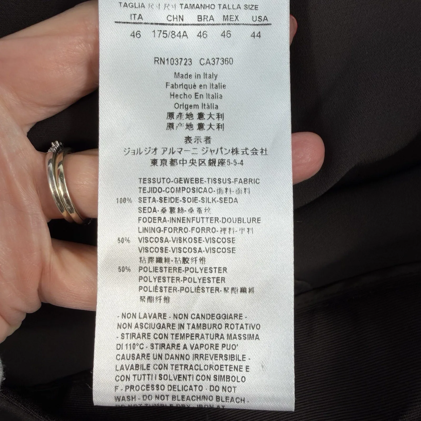 Giorgio Armani Sz 10 Silk Wide Leg Pants Brown Italian Satin Side Zip Designer - Image 8