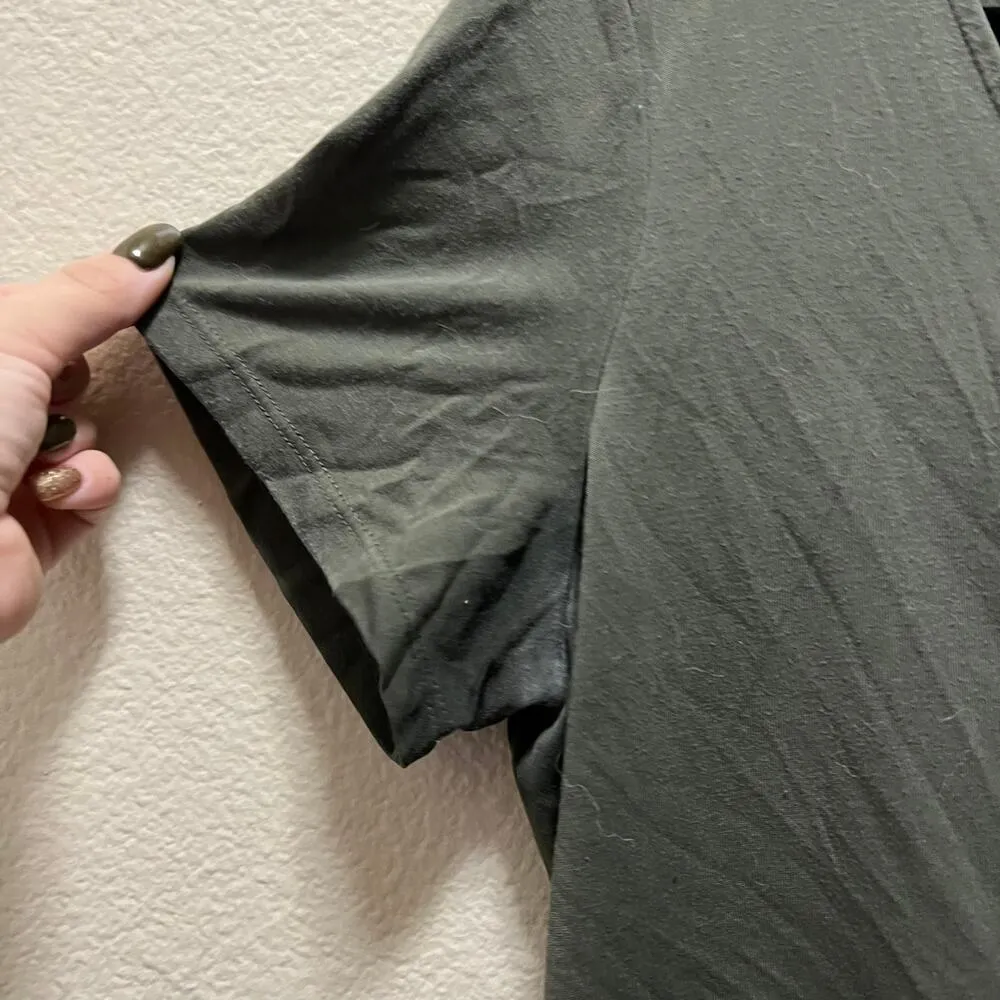 A New Day Olive Green Soft Short Sleeve V-Neck Faux Wrap Tie T-Shirt Size Small - Image 3