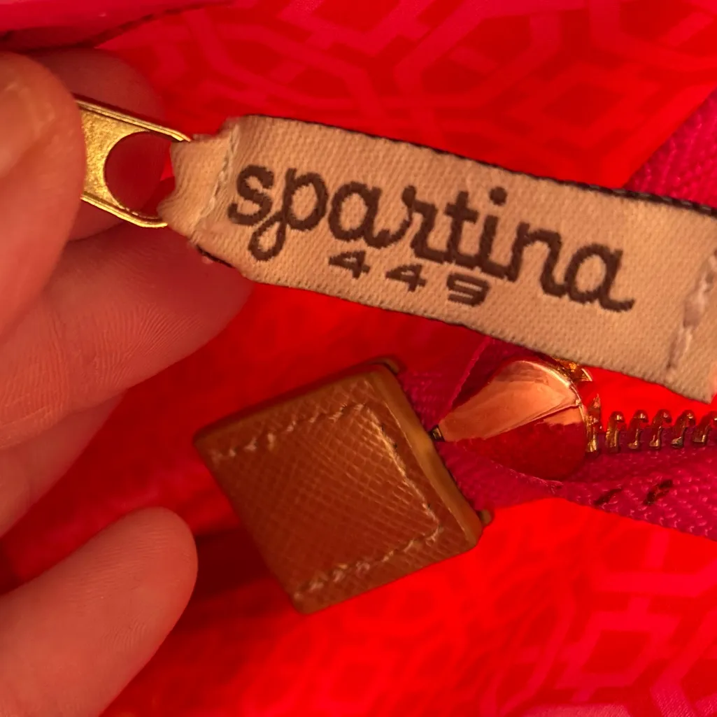 NWOT Spartina 449 Pink and Green Women's Bag with leather trim - Image 8