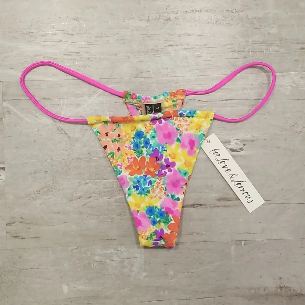 💕FOR LOVE AND LEMONS Yasmin String Bikini Bottom Watercolor Floral Print S NWT - Image 8
