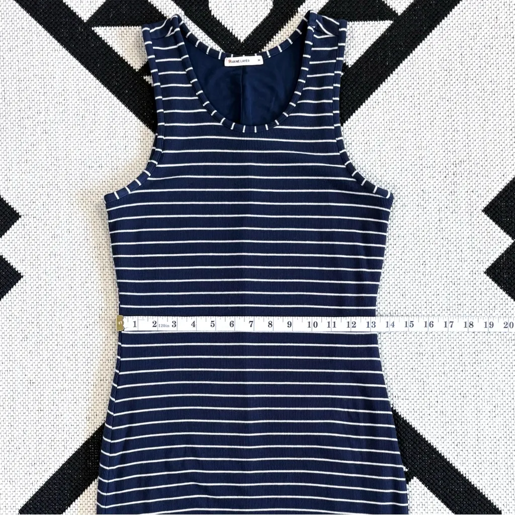 Marine Layer Lexi Daytime Midi Dress in Navy White Stripe Small - Image 8