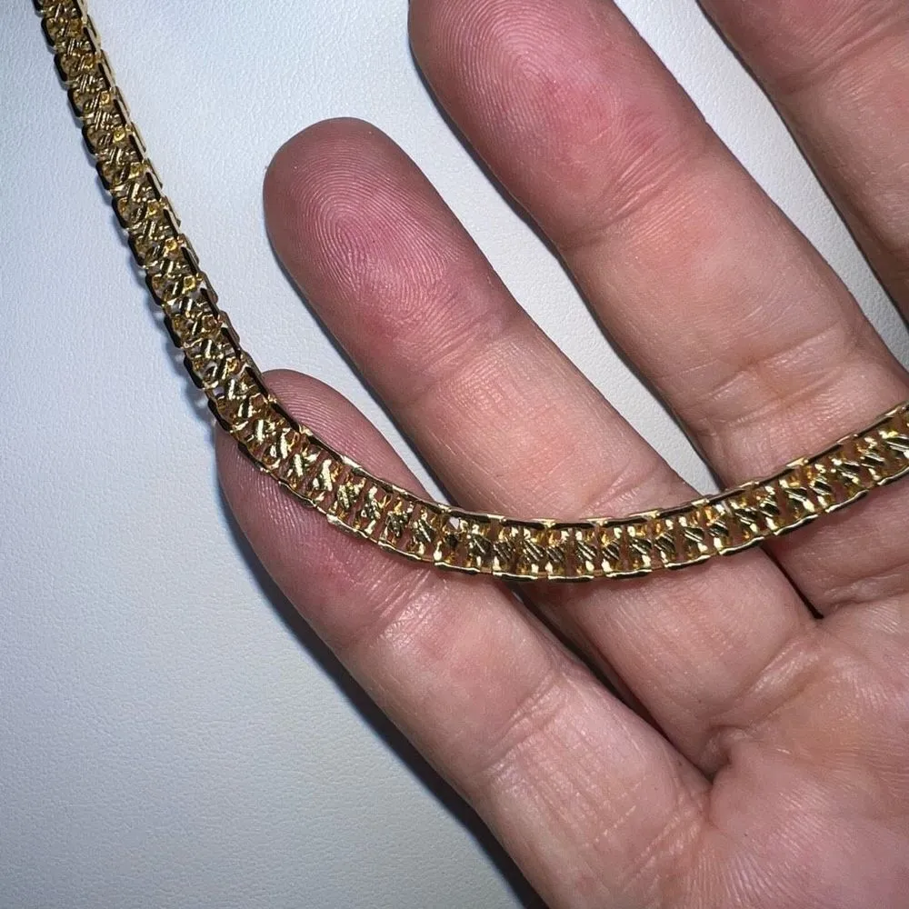 Gold Tone Fancy Link Necklace‎ Gold - Image 3